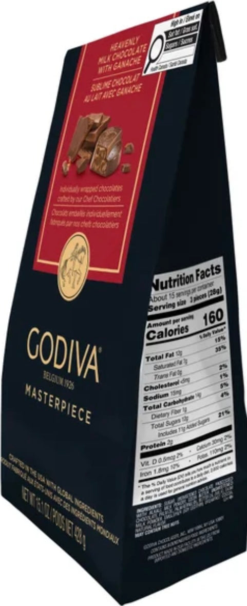 GODIVA Masterpiece Heavenly Milk Chocolate With Ganache Net wt 15.01 OZ / 428 g