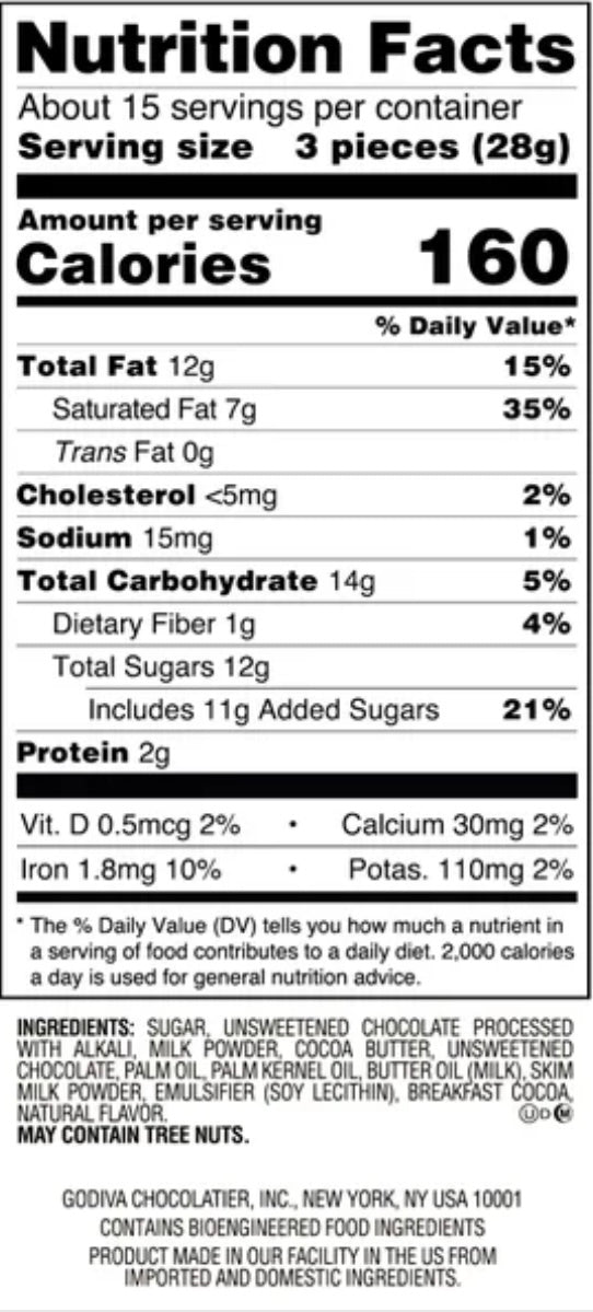 GODIVA Masterpiece Heavenly Milk Chocolate With Ganache Net wt 15.01 OZ / 428 g