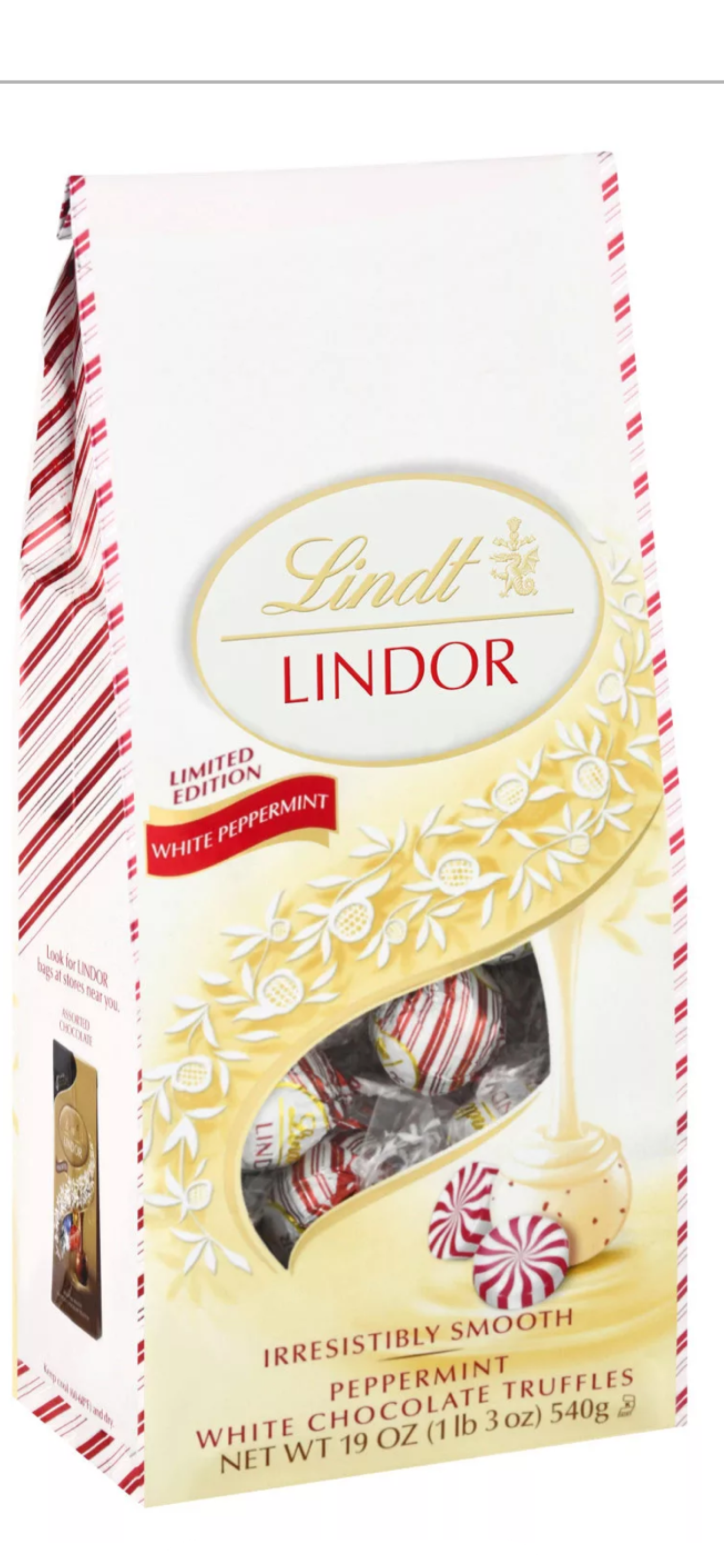 LINDOR LIMITED Edition Peppermint White Chocolate Truffles Irresistibly Smooth 19oz / 540g
