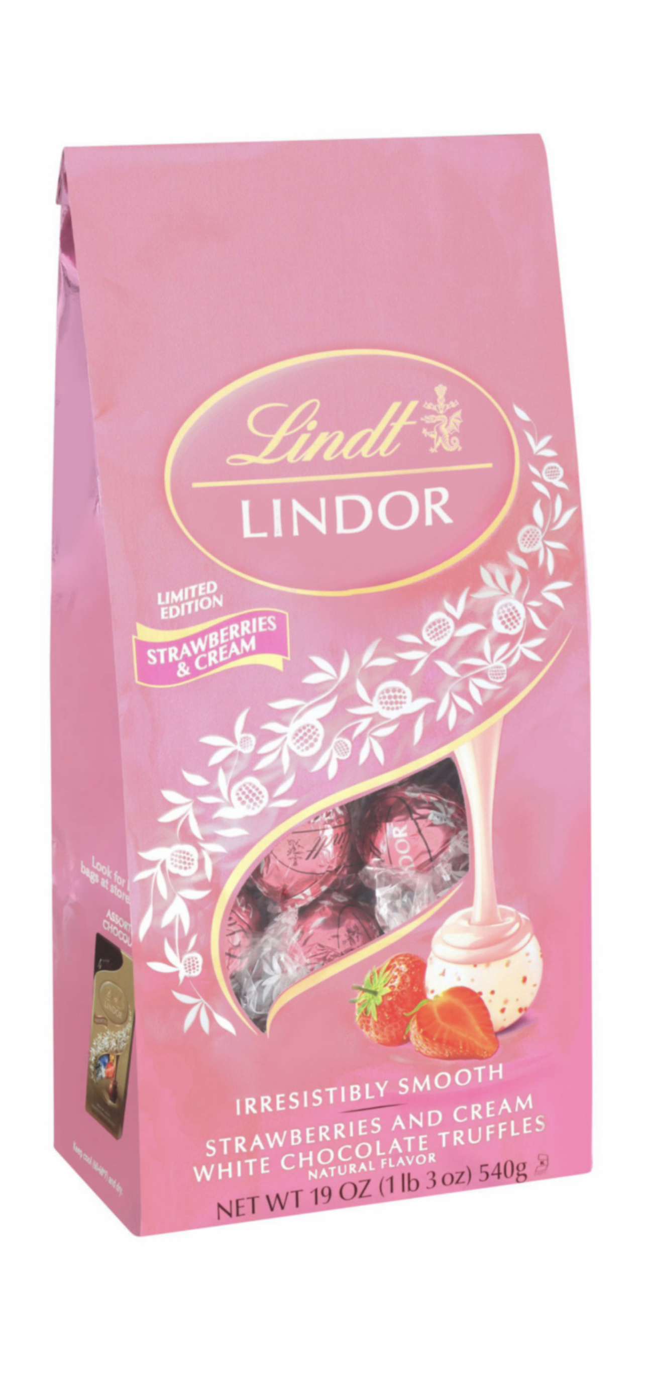 LINDOR LIMITED Edition Strawberries And Cream White Chocolate Truffles Irresistibly Smooth 19oz / 540g