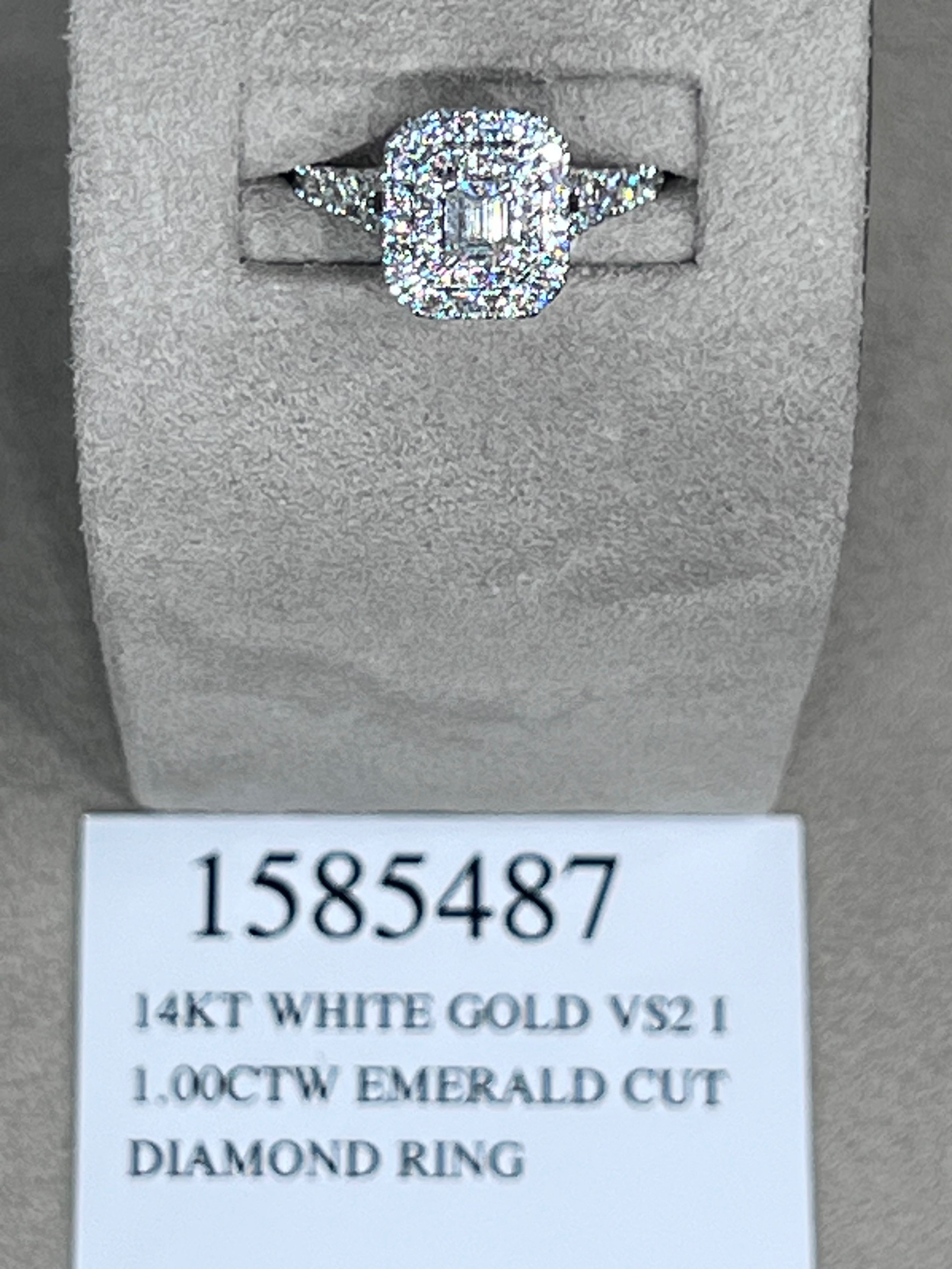 14KT White Gold 1.00 CTW ILoveYouMyLove Emerald Cut Diamond Ring