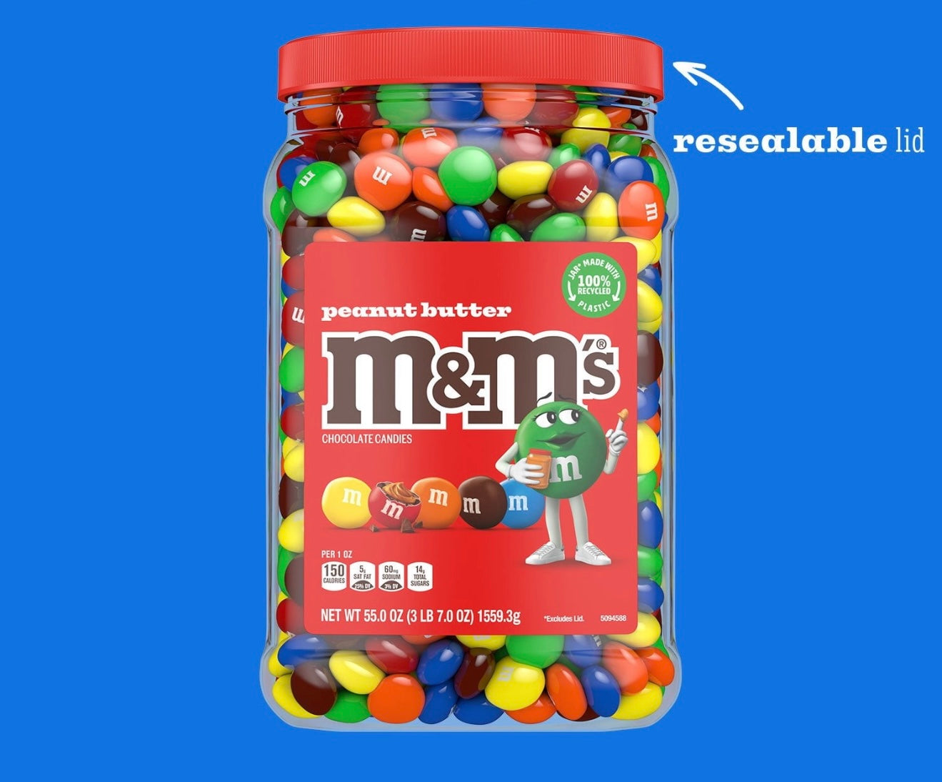 m&m PEANUT BUTTER Chocolate Candies net wt 55 OZ / 3 Lb 7 OZ / 1559.3 g