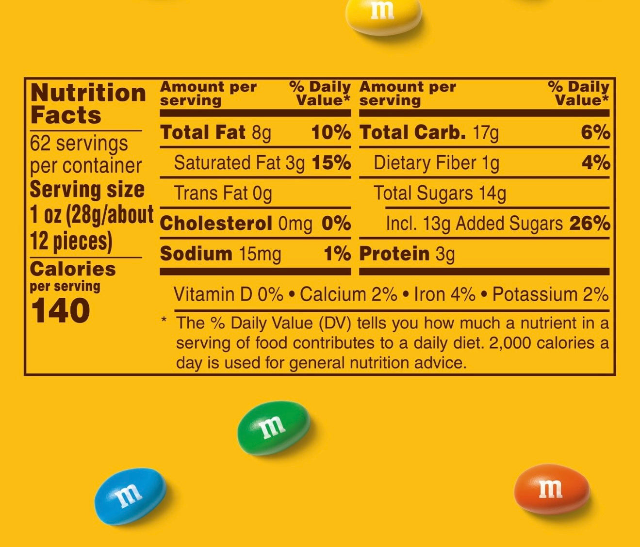 m&m's PEANUT Chocolate Candies net wt 62 OZ / 3 Lb 14 OZ / 1757.7 g