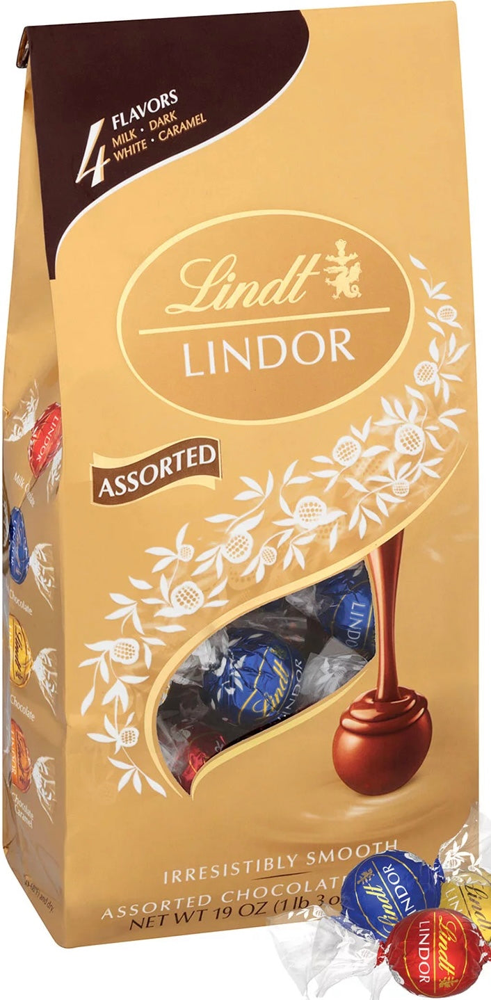 LINDOR 4 Flavor Assortment Chocolate Truffles Irresistibly Smooth 21.2oz / 600g