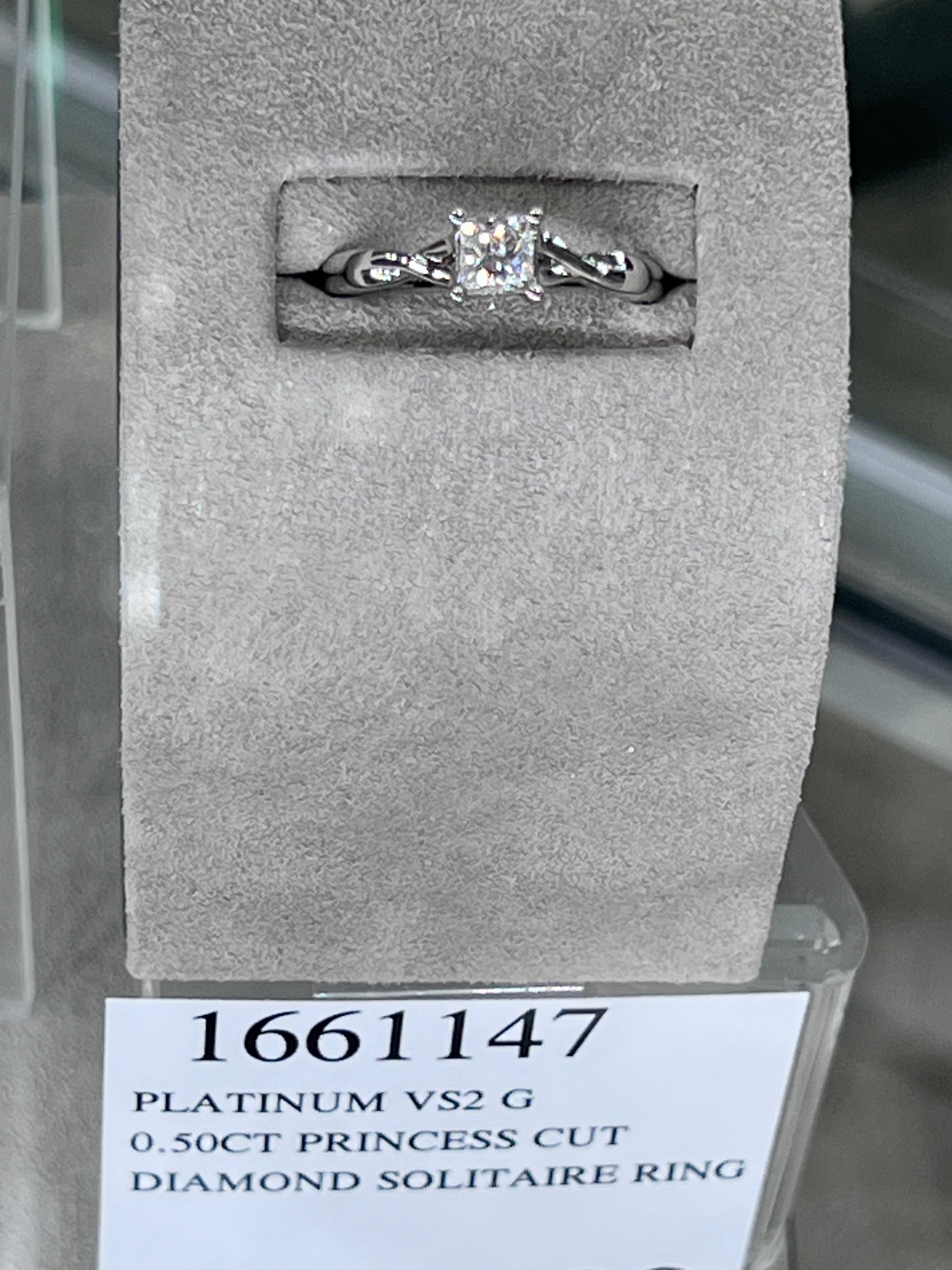 Platinum ILoveYouForeverMyLove Diamond 0.50 Princess Cut Solitaire Ring