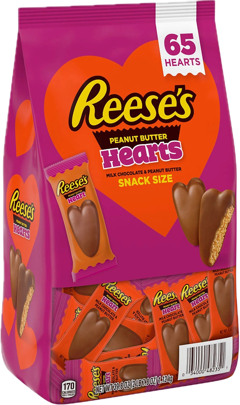 Reese's Milk Chocolate Peanut Butter Hearts Snack Size Chocolates 38.8 oz / 1.12 kg