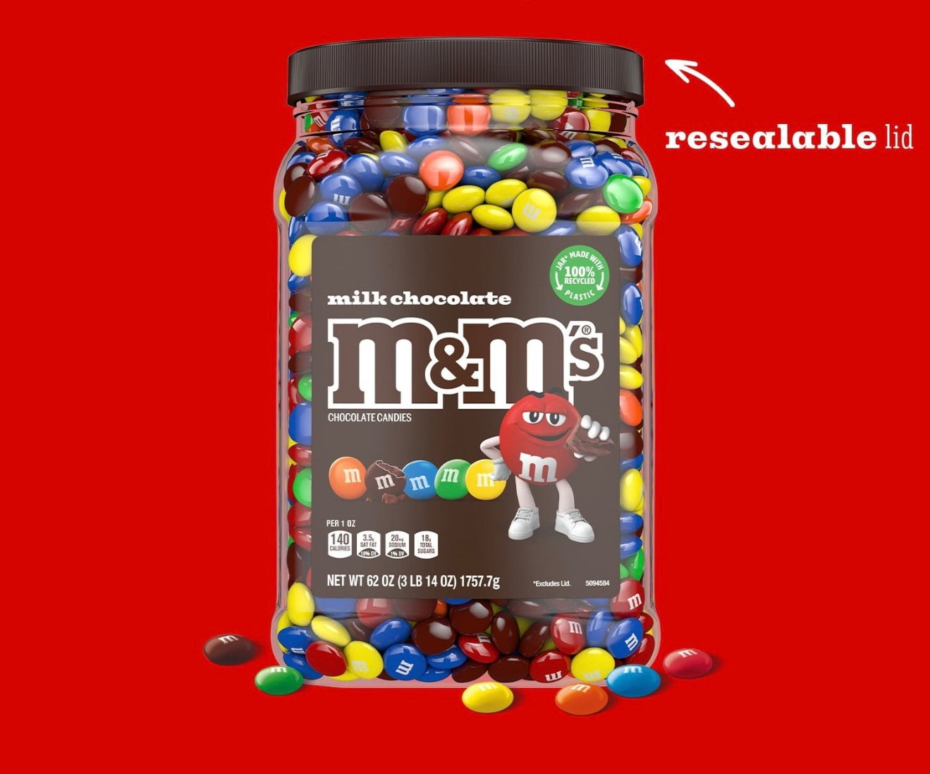 m&m MILK Chocolate Candies net wt 62 OZ / 3 Lb 14 OZ / 1757.7 g