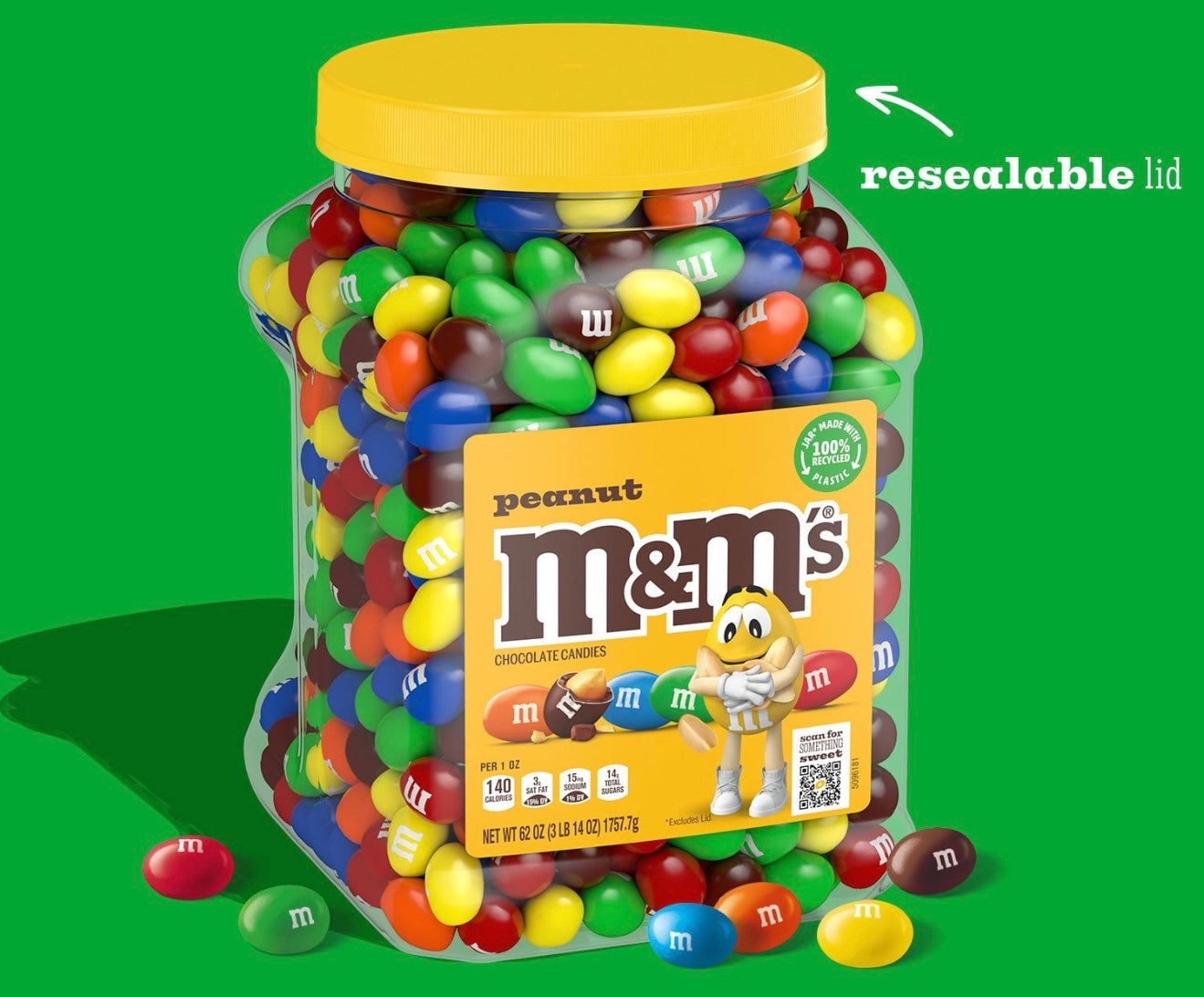 m&m's PEANUT Chocolate Candies net wt 62 OZ / 3 Lb 14 OZ / 1757.7 g