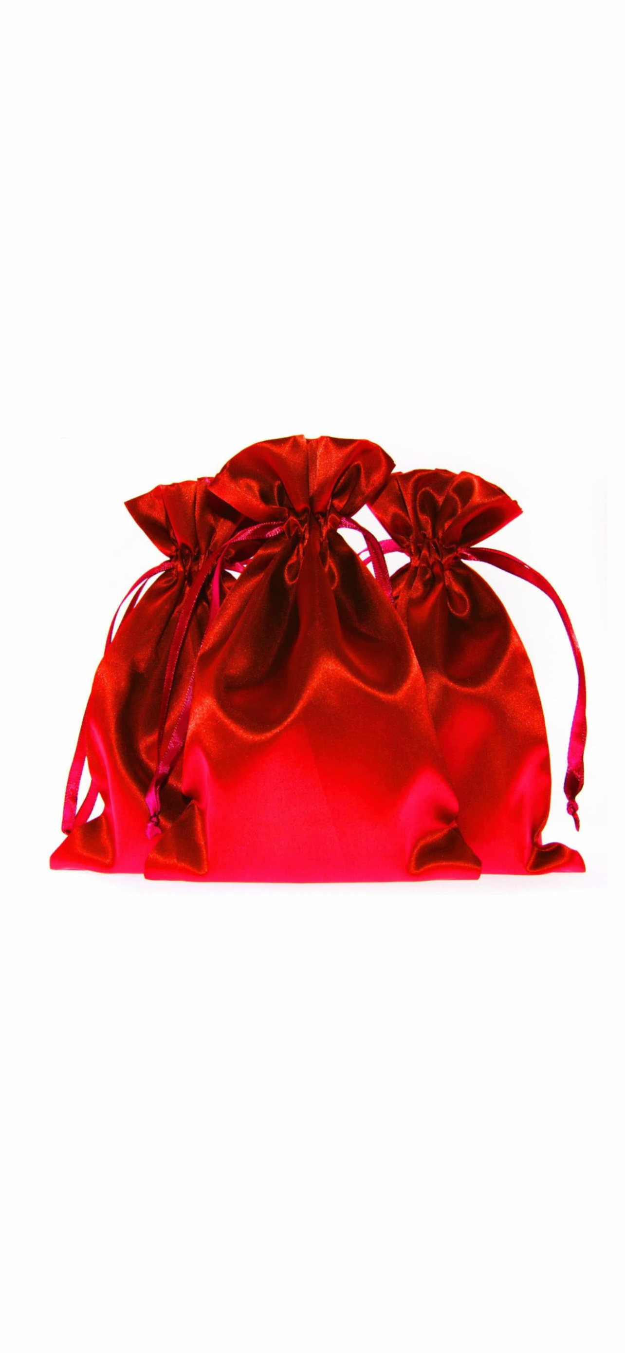 RED SATIN Gift Bag Knitial 6" x 9", Elegant Luxurious Gift Multipurpose Drawstring Bags