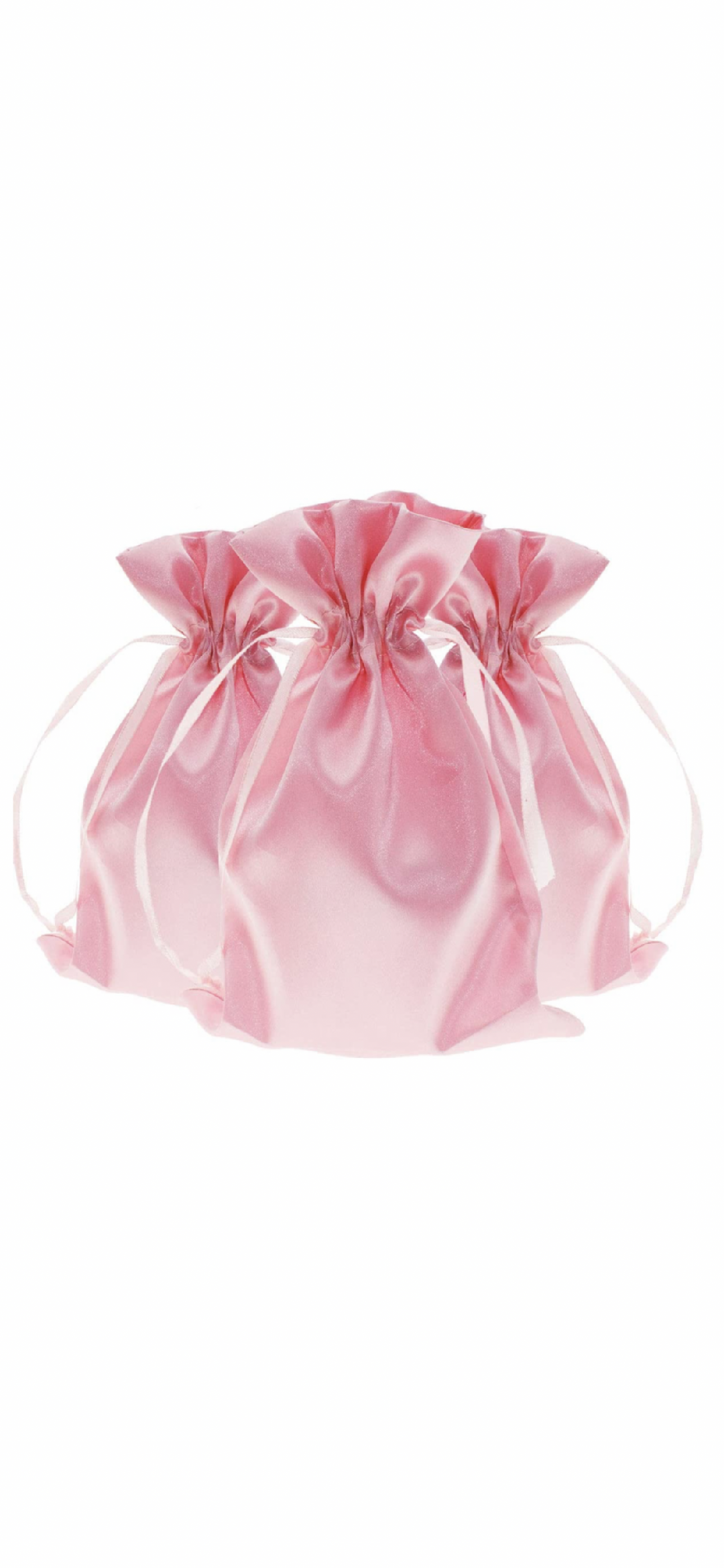 PINK SATIN Gift Bag Knitial 6" x 9", Elegant Luxurious Gift Multipurpose Drawstring Bags