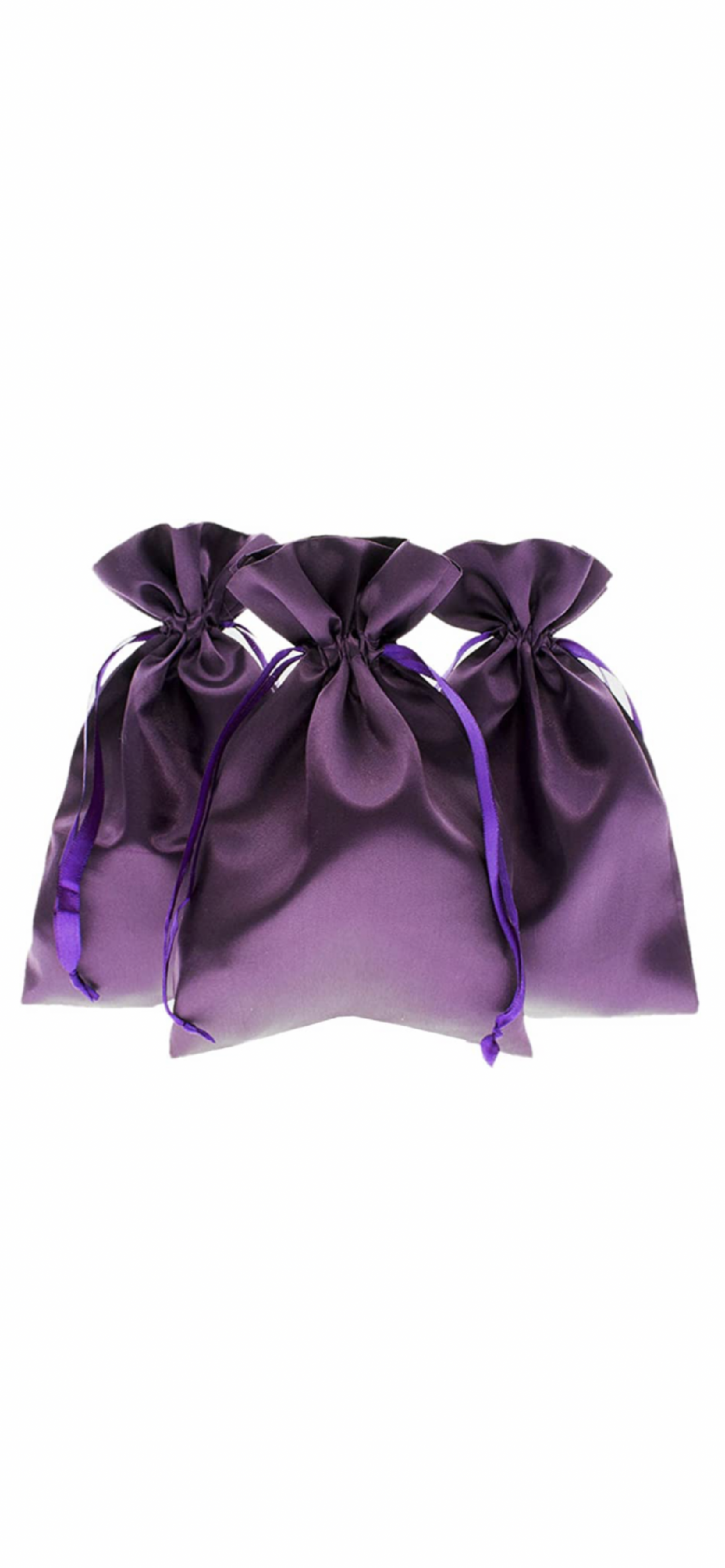 PURPLE SATIN Gift Bag Knitial 6" x 9", Elegant Luxurious Gift Multipurpose Drawstring Bags