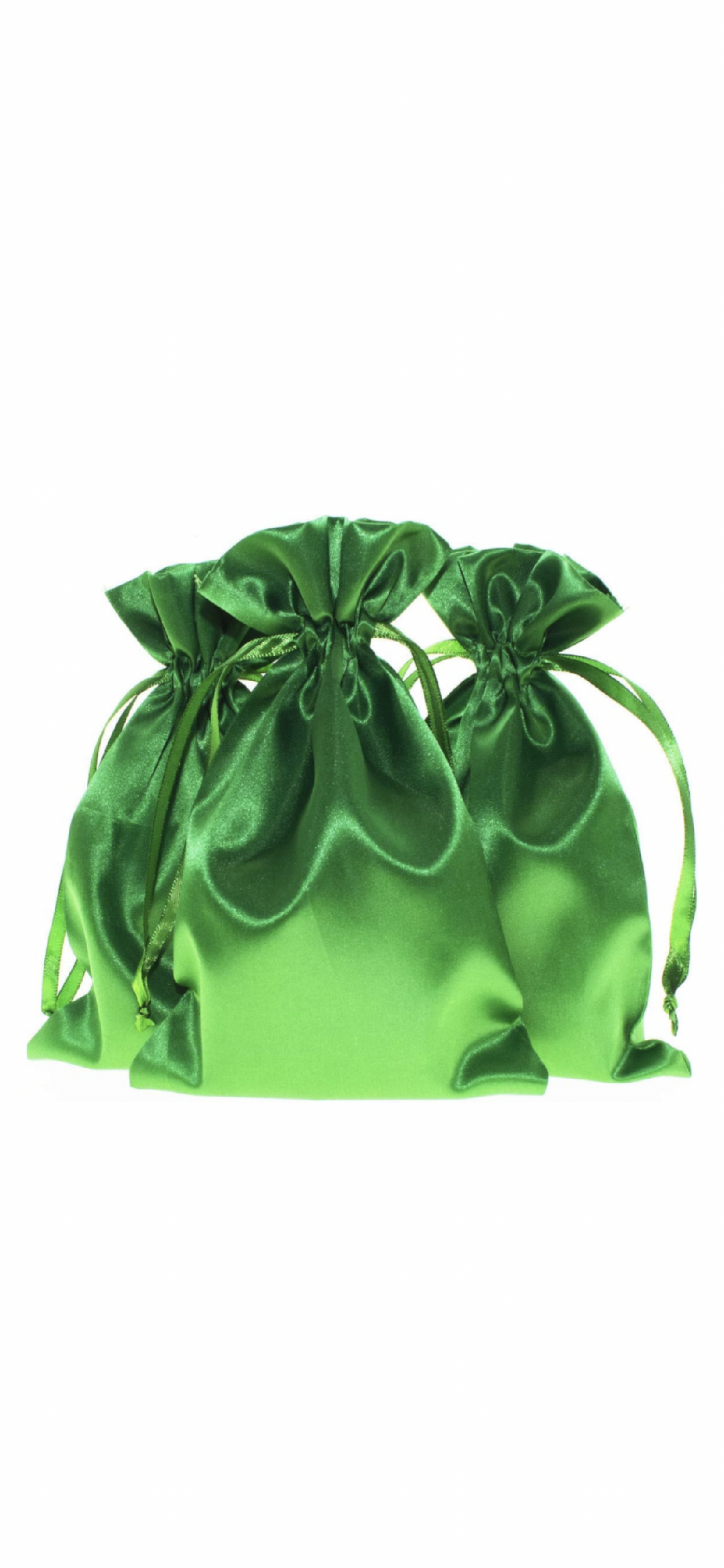 VIBRANT GREEN SATIN Gift Bag Knitial 6" x 9", Elegant Luxurious Gift Multipurpose Drawstring Bags