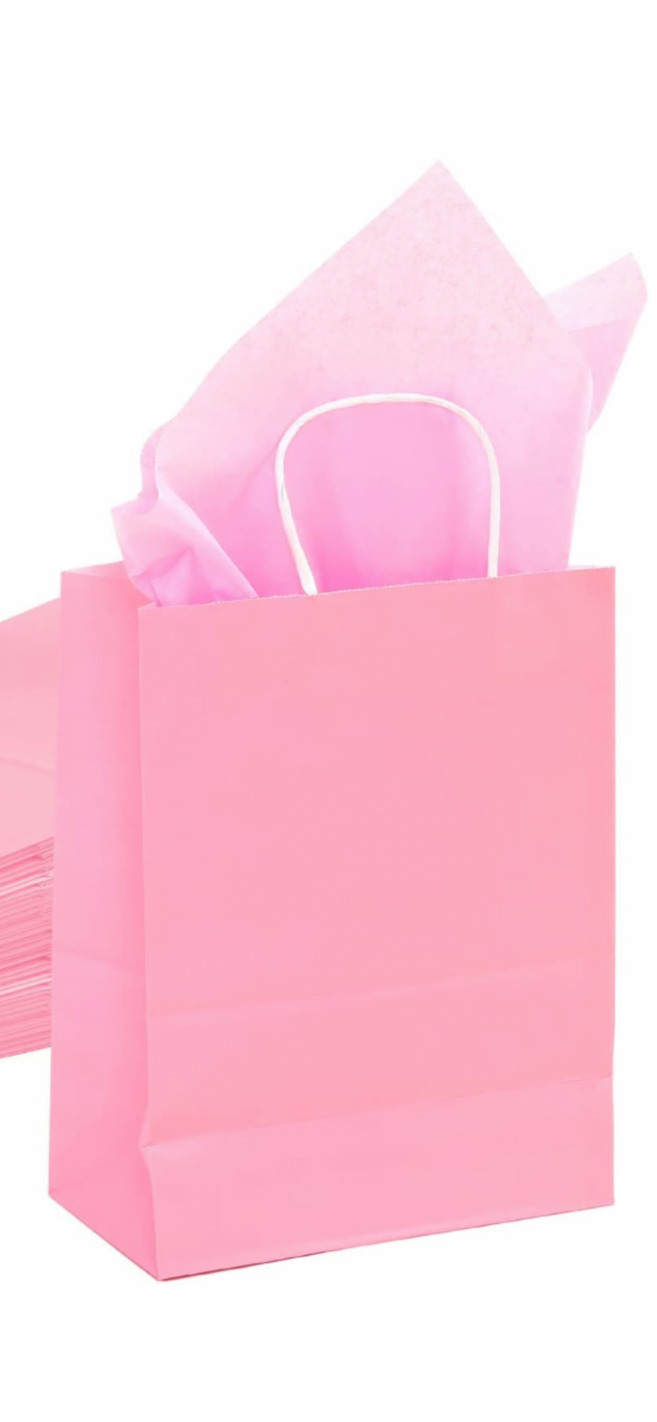 PINK Premium Paper GIFT BAG w/t Color Tissue Gift Paper, Medium Size 8.2x4.3x11Inch 100% Eco Recycled Paper